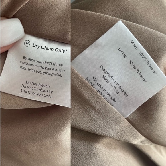 NWOT FAME AND PARTNERS Zephyra Matte Satin Asymmetrical Maxi Dress in Dark Tan - Picture 13 of 14